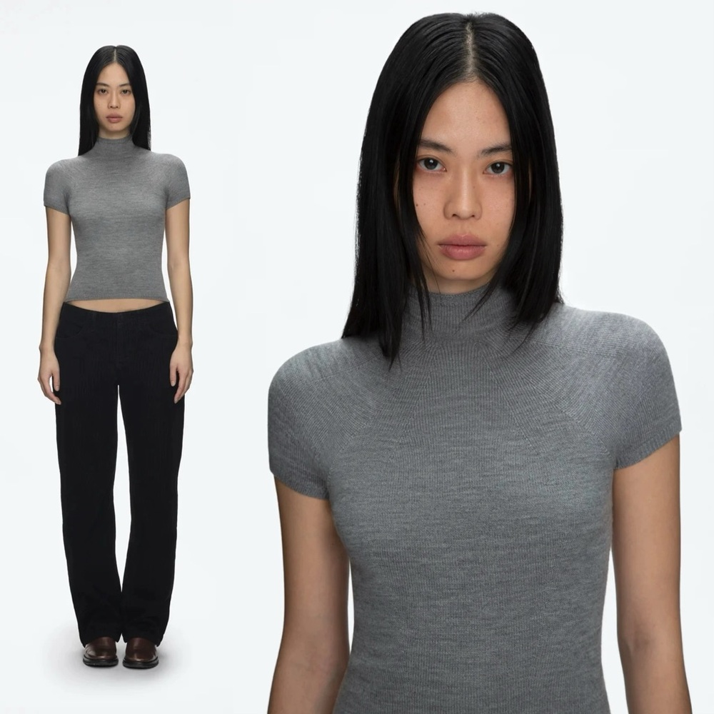 Tank Air Cute Knit top wool mock neck sweater